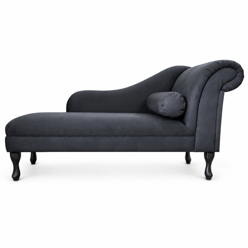 Large Chaise Longue in Dream Black Faux Suede Large Chaise Longue in Dream Black Faux Suede