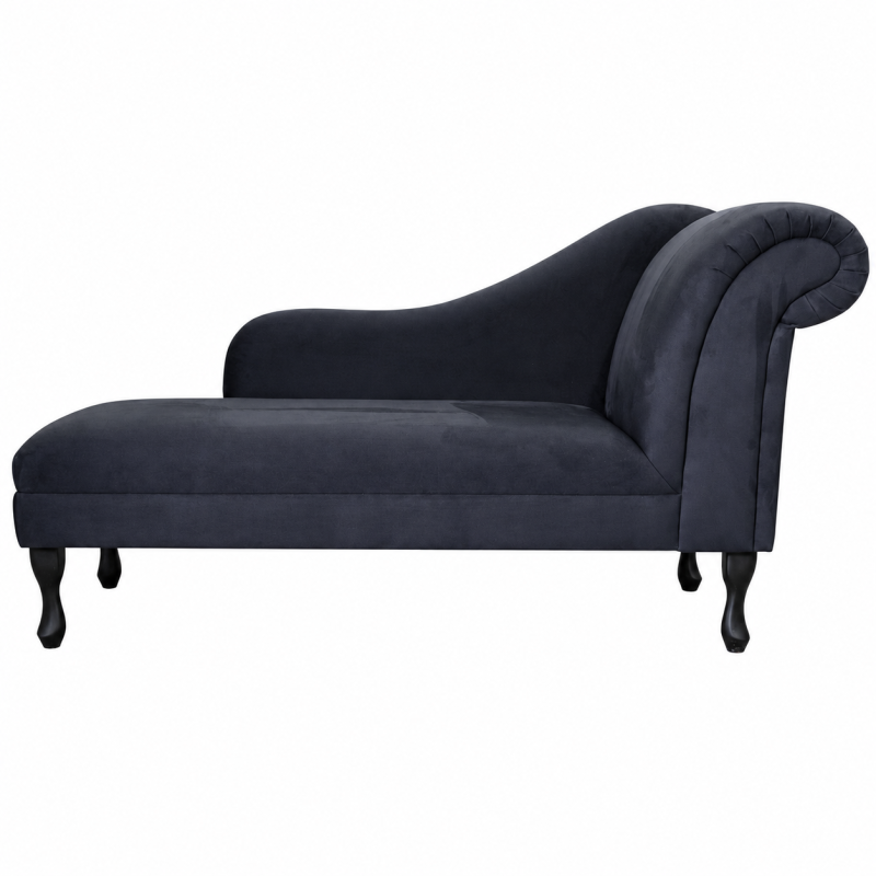 Large Chaise Longue in Dream Black Faux Suede Large Chaise Longue in Dream Black Faux Suede
