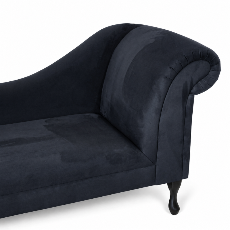 Large Chaise Longue in Dream Black Faux Suede Large Chaise Longue in Dream Black Faux Suede