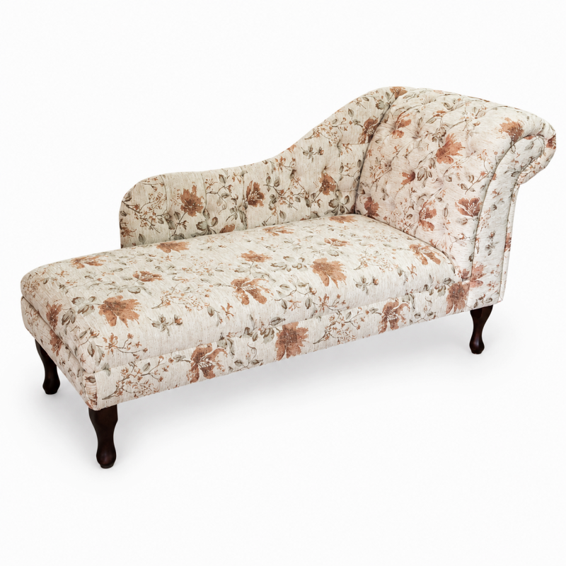 Large Deep Buttoned Chaise Longue in Camden Floral Pearl Fabric Large Deep Buttoned Chaise Longue in Camden Floral Pearl Fabric