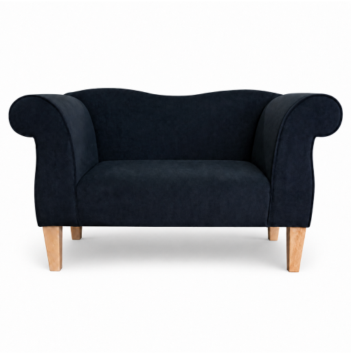 Small Chaise Sofa in Notting Hill Plain Noir Velvet Fabric