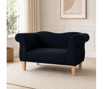Small Chaise Sofa in Notting Hill Plain Noir Velvet Fabric