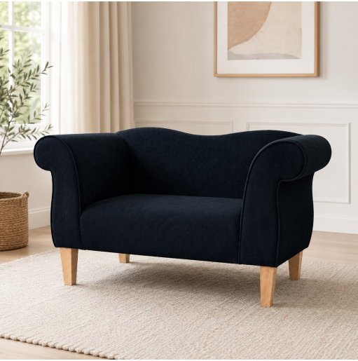 Small Chaise Sofa in Notting Hill Plain Noir Velvet Fabric