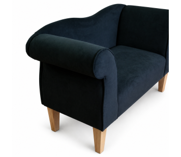 Small Chaise Sofa in Notting Hill Plain Noir Velvet Fabric