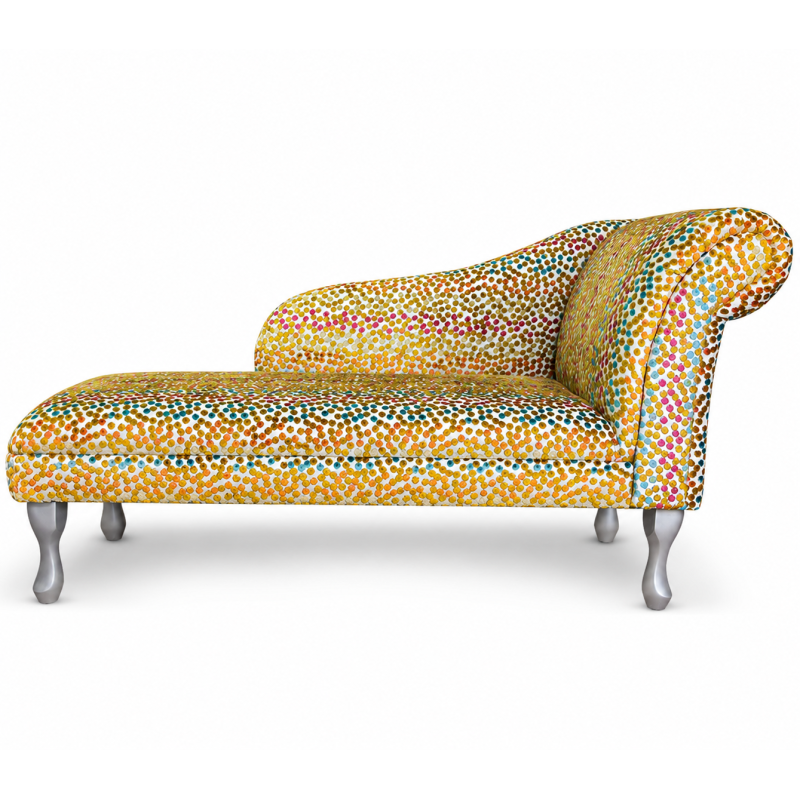 LUXE Medium Chaise Longue – Venezia Multicoloured Spot Fabric LUXE Medium Chaise Longue – Venezia Multicoloured Spot Fabric