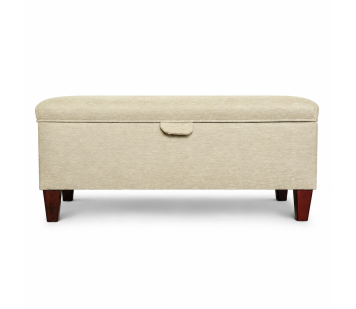 Storage Bench Stool in Beige Chenille Fabric