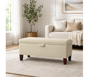Storage Bench Stool in Chenille Floral Pattern Fabric