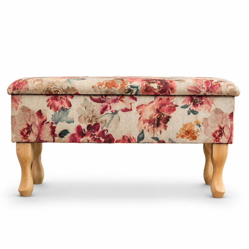 Dressing Table Storage Stool in Giardino Pink Eternal Blossom Fabric Dressing Table Storage Stool in Giardino Pink Eternal Blossom Fabric