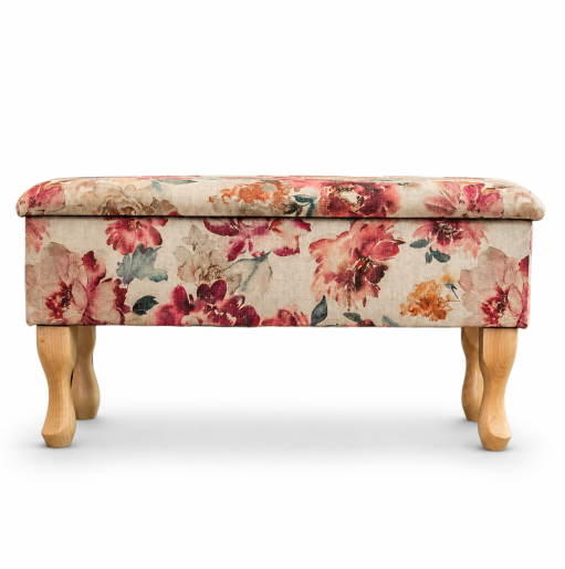 Dressing Table Storage Stool in Giardino Pink Eternal Blossom Fabric
