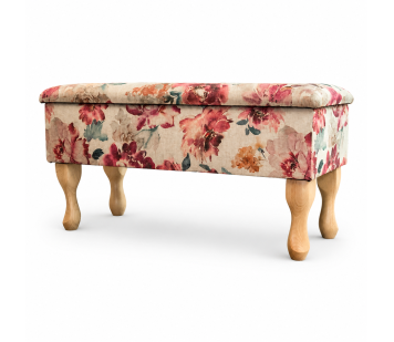 Dressing Table Storage Stool in Giardino Pink Eternal Blossom Fabric