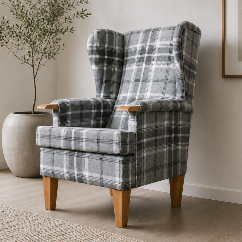 Kensington Orthopaedic Armchair in Balmoral Dove Grey Fabric Kensington Orthopaedic Armchair in Balmoral Dove Grey Fabric