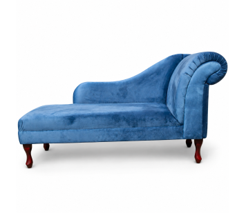 Large Chaise Longue in a Blue Velvet Fabric