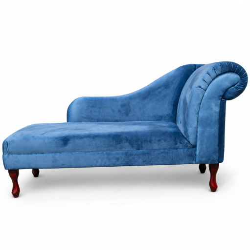 Large Chaise Longue in a Blue Velvet Fabric
