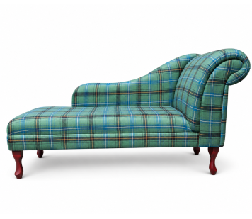 Large Chaise Longue in a Green Tartan Fabric