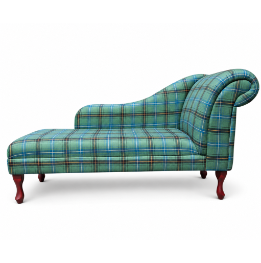 Large Chaise Longue in a Green Tartan Fabric
