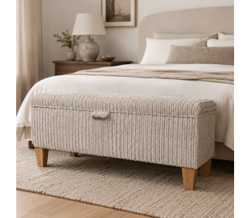 Storage Bench Stool in Mink Jumbo Cord Fabric
