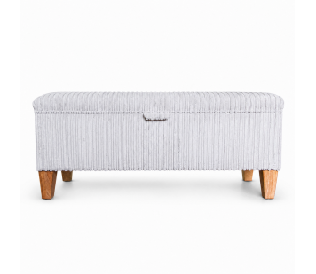 Large Storage Bench Stool in Beige Jumbo Cord Fabric