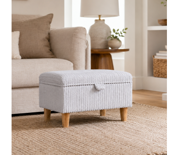 Storage Footstool in Beige Jumbo Cord Fabric