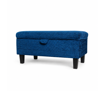 Storage Footstool in Navy Chenille Fabric