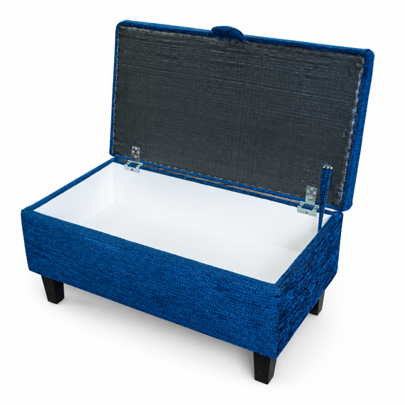 Storage Footstool in Navy Chenille Fabric | Beaumont Storage Footstool in Navy Chenille Fabric | Beaumont