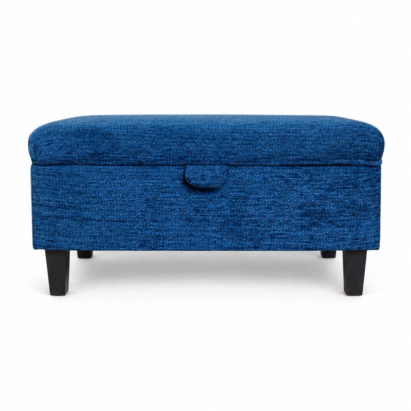 Storage Footstool in Navy Chenille Fabric | Beaumont Storage Footstool in Navy Chenille Fabric | Beaumont