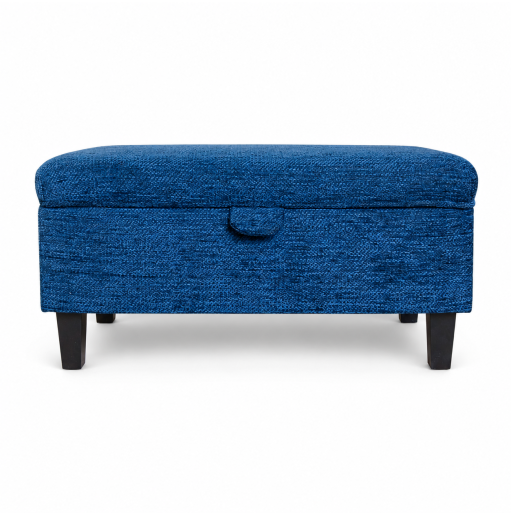 Storage Footstool in Navy Chenille Fabric