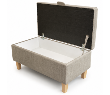 Modern Storage Footstool in a Beige Fabric