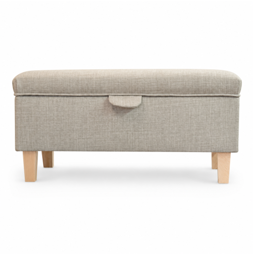 Modern Storage Footstool in a Beige Fabric