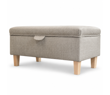 Modern Storage Footstool in a Beige Fabric