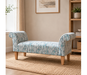 Medium Window Seat Settle in Striped Fabric