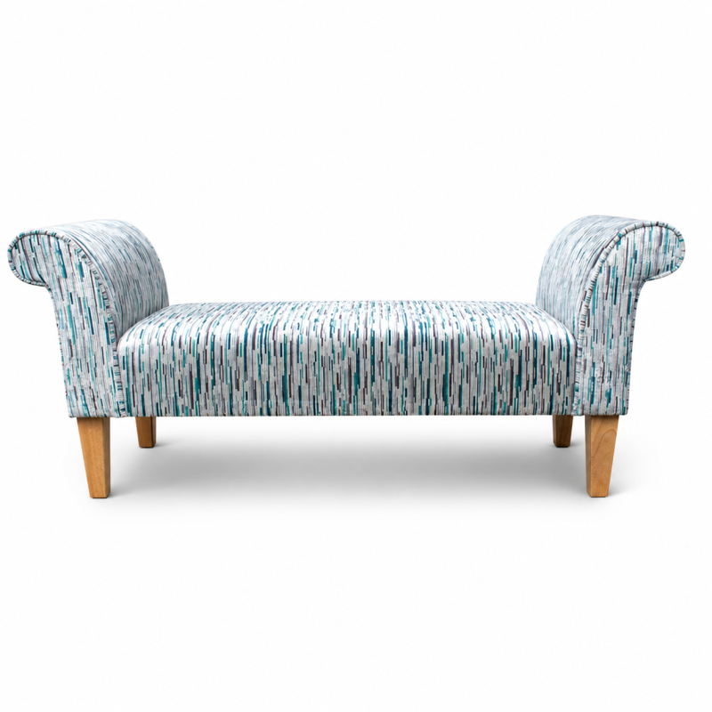 Medium Window Seat Settle in Striped Fabric Medium Window Seat Settle in Striped Fabric