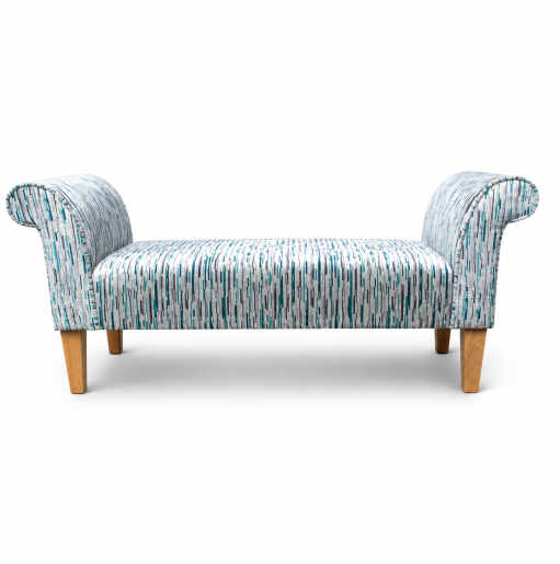 Medium Window Seat Settle in Striped Fabric