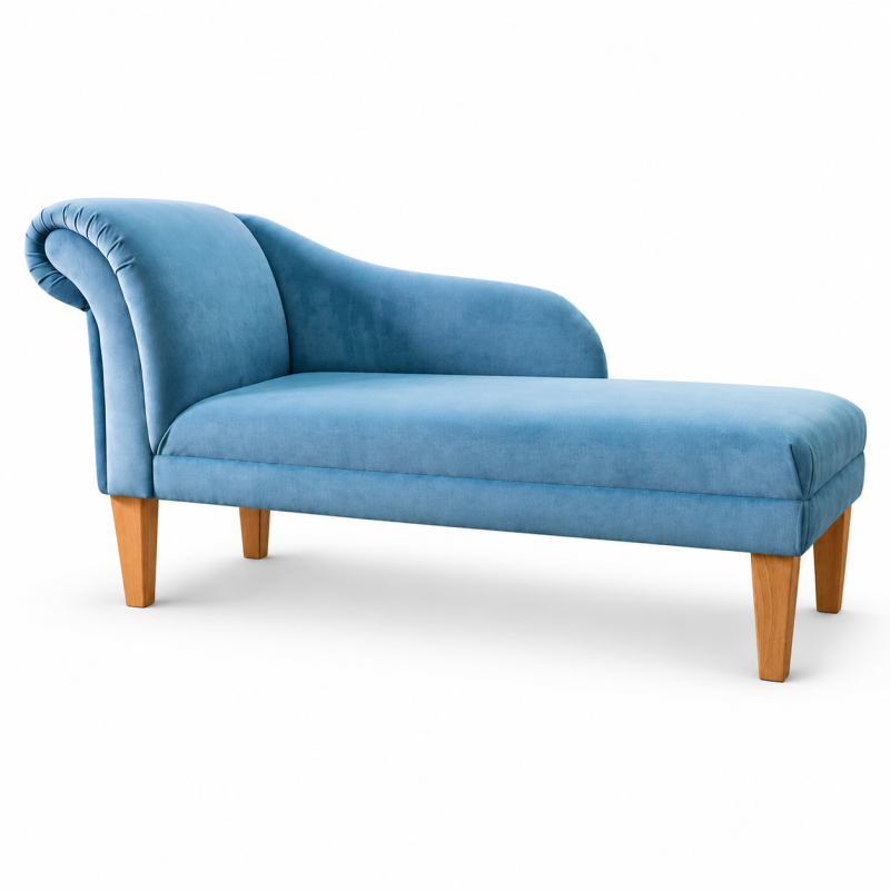 Medium Chaise Longue in AquaVelvet Air Force Velvet Medium Chaise Longue in AquaVelvet Air Force Velvet