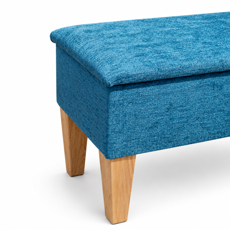 Medium Dressing Table Stool in a Chenille Carlton Teal Fabric Medium Dressing Table Stool in a Chenille Carlton Teal Fabric