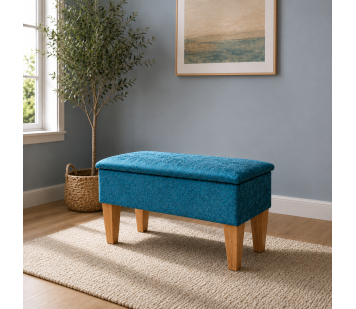 Medium Dressing Table Stool in a Chenille Carlton Teal Fabric