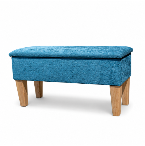 Medium Dressing Table Stool in a Chenille Carlton Teal Fabric