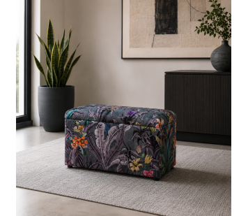 Small Pouffe Stool in Maestro Ribera Grey Fabric