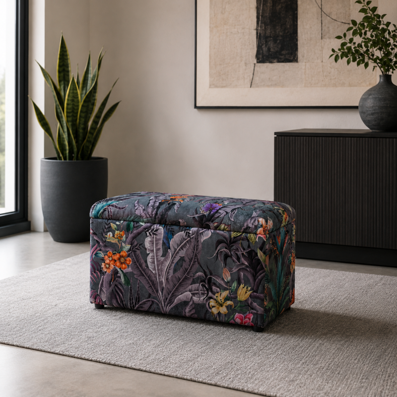Small Pouffe Stool in Maestro Ribera Grey Fabric Small Pouffe Stool in Maestro Ribera Grey Fabric