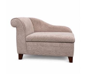 Mini Storage Chaise Longue in a Mink Dimple Velvet Fabric
