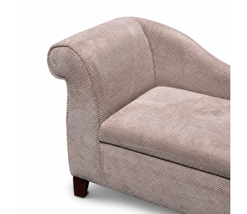 Mini Storage Chaise Longue in a Mink Dimple Velvet Fabric