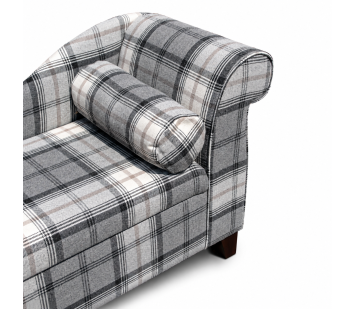 Medium Storage Chaise Longue in Grey Tartan Fabric