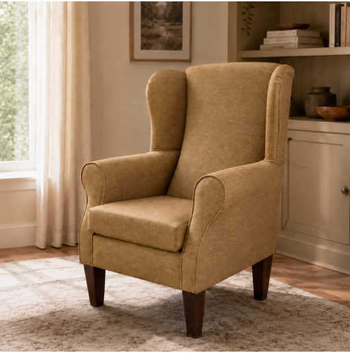 Standard Wingback Westoe Chair in Gold Colour Linen Fabric