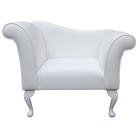 Designer Chaise Chair in a White Faux Leather