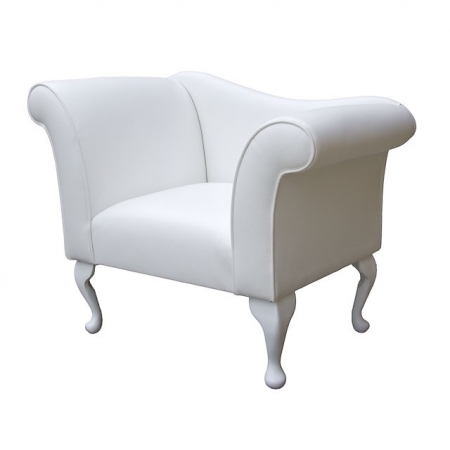 Designer Chaise Chair in a White Faux Leather - ULT1210