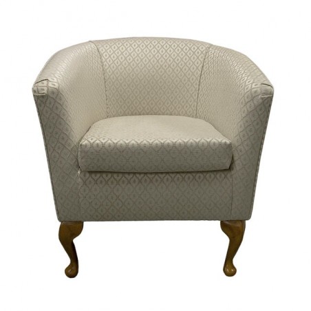 Designer Tub Chair in a Woburn Beige Trellis Fabric