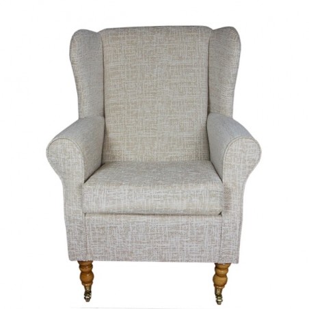 Medium Wingback Fireside Westoe Chair in a Carnaby Flame Wheat Fabric