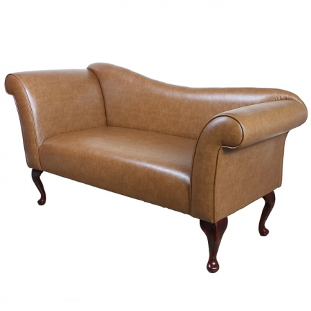 Designer Chaise Sofa in a Brown Faux Leather - MEM101 (Standard Size)