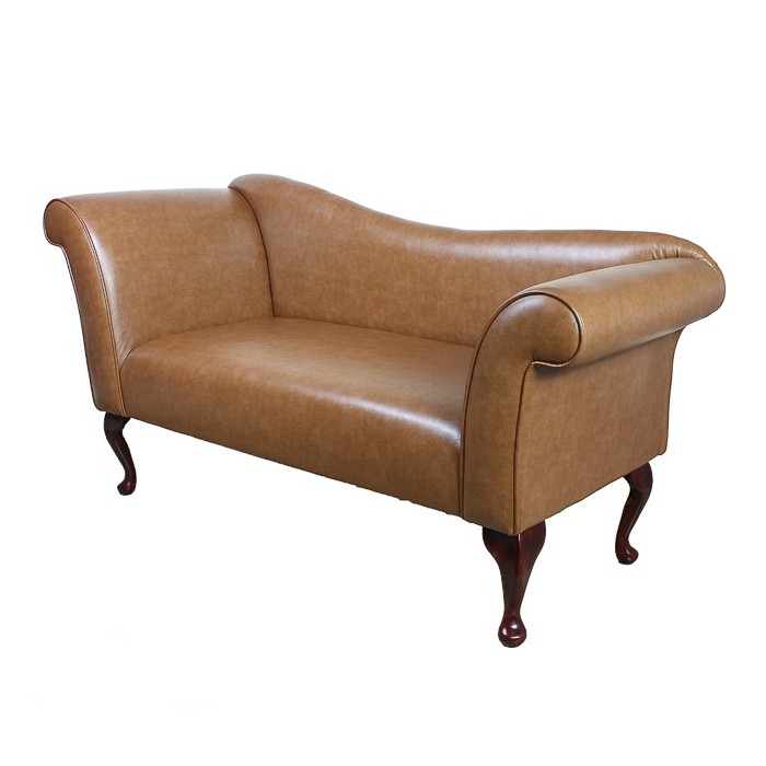 Designer Chaise Sofa in a Brown Faux Leather - MEM101 (Standard Size)