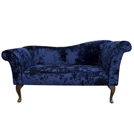 LUXE Designer Chaise Sofa in a Lustro Sapphire Blue Fabric