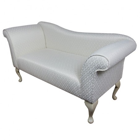 Designer Chaise Sofa in an oyster Trellis Fabric - 17084  (Standard Size)